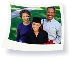 graduation picture of daughter with parents